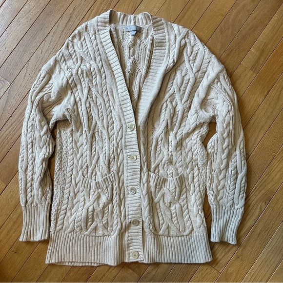 J. Crew Cableknit Chunky Fishermans Button Front Cardigan Womens Medium - Picture 8 of 8